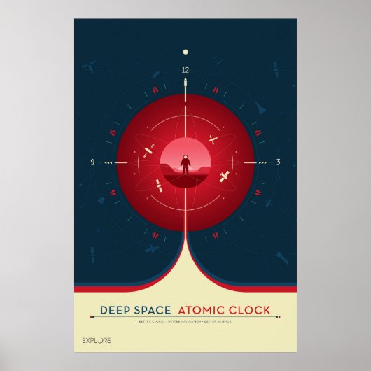 Deep Space Atomic Clock Poster, Red Version. Poster (Vorne)
