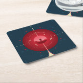 Deep Space Atomic Clock Poster, Red Version. Rechteckiger Pappuntersetzer (angewinkelt)