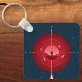 Deep Space Atomic Clock Poster, Red Version. Schlüsselanhänger (Vorderseite)