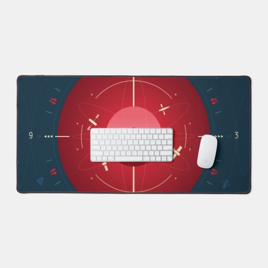 Deep Space Atomic Clock Poster, Red Version. Schreibtischunterlage (Tastatur & Maus)