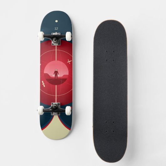Deep Space Atomic Clock Poster, Red Version. Skateboard (Vorderseite)