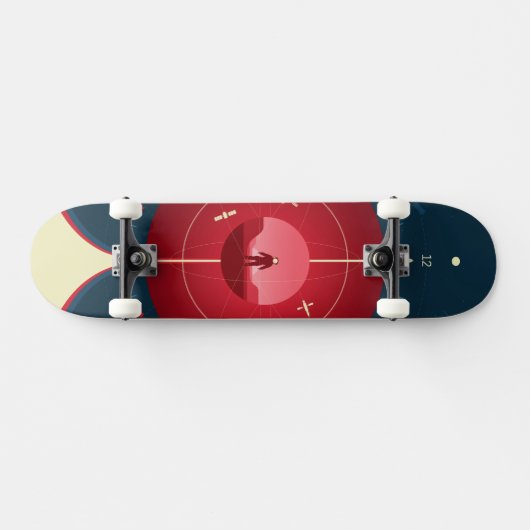 Deep Space Atomic Clock Poster, Red Version. Skateboard (Horizontal)