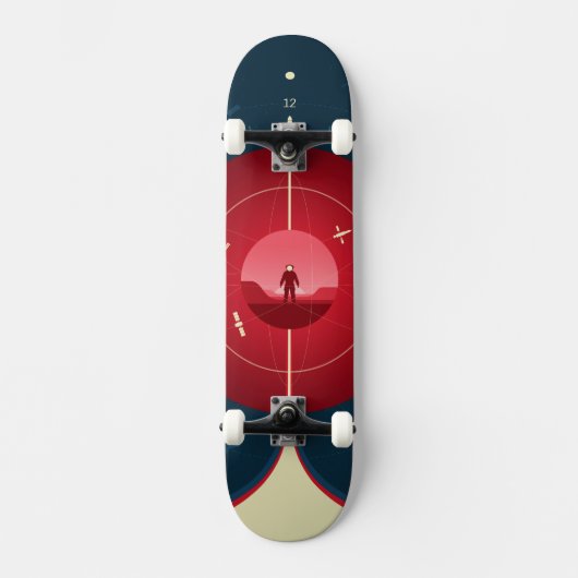 Deep Space Atomic Clock Poster, Red Version. Skateboard (Vorderseite)