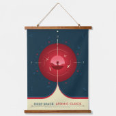 Deep Space Atomic Clock Poster, Red Version. Wandteppich Mit Holzrahmen (Vorderseite)