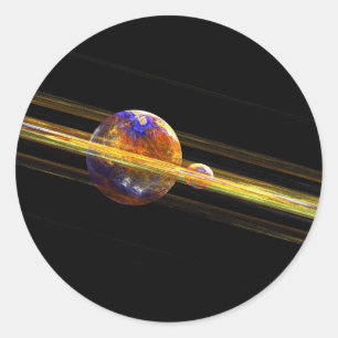 Deep Space Planet und Mond Runder Aufkleber