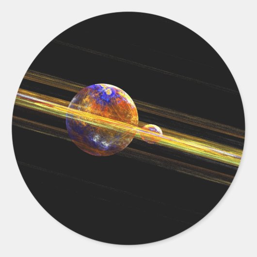 Deep Space Planet und Mond Runder Aufkleber (Vorderseite)