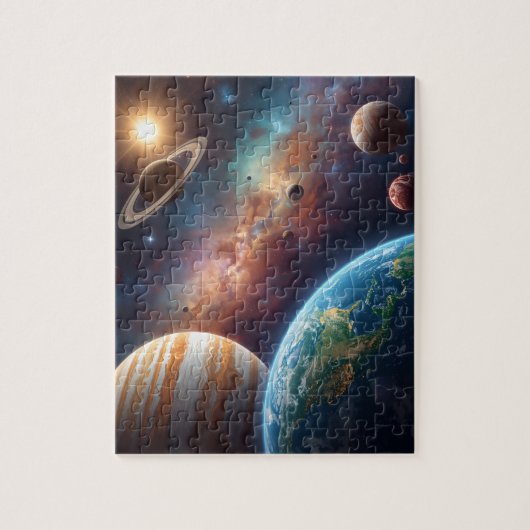Deep Space Planets Nebula Jupiter Earth Puzzle (Vertikal)