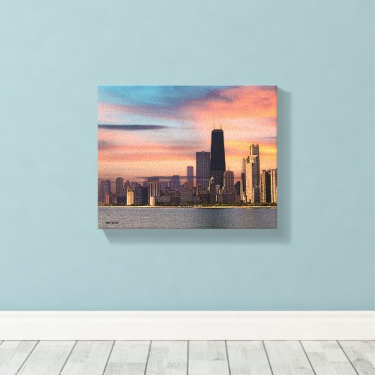Deep Sunset Chicago Leinwanddruck (Insitu (Holzboden))
