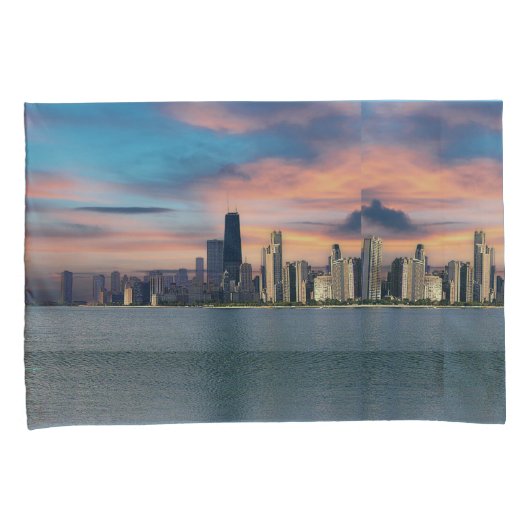 Deep Sunset Over Chicago Kissenbezug (Vorderseite-Rechts)