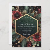 Deep Teal Bloom Luxe Wedding Einladung (Vorderseite)