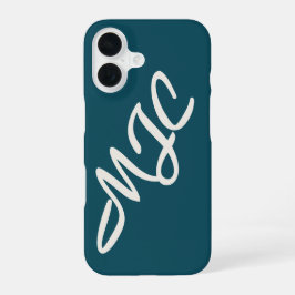 Deep Teal Blue Custom Monogram  iPhone 16 Hülle