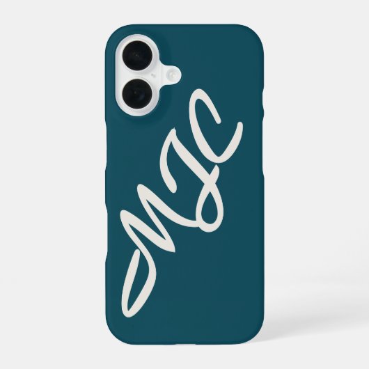 Deep Teal Blue Custom Monogram  iPhone 16 Hülle (Rückseite)