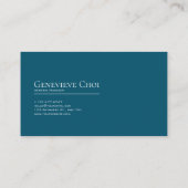 Deep Teal Blue Floral Gold Frame Watercolor Visitenkarte (Rückseite)