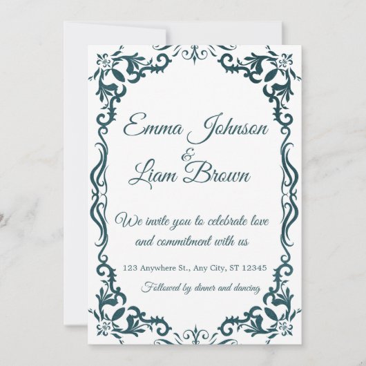 Deep Teal Blue Talavera Mexican Wedding Invitation Einladung (Vorderseite)
