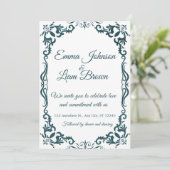 Deep Teal Blue Talavera Mexican Wedding Invitation Einladung (Stehend Vorderseite)