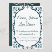 Deep Teal Blue Talavera Mexican Wedding Invitation Einladung (Vorne/Hinten)