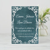 Deep Teal Blue Talavera Mexican Wedding Invitation Einladung (Stehend Vorderseite)