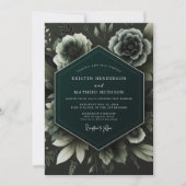 Deep Teal Botanical Enchantment Wedding Einladung (Vorderseite)