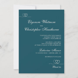 Deep Teal Elegant Chic Calligraphy Wedding Einladung