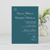 Deep Teal  Elegant Chic Calligraphy Wedding Einladung (Stehend Vorderseite)