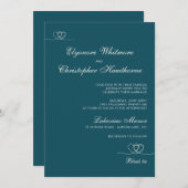 Deep Teal Elegant Chic Calligraphy Wedding Einladung (Vorne/Hinten)