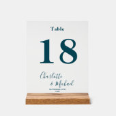 Deep Teal Elegant Wedding Table Number Acrylschild (Vorderseite)