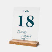 Deep Teal Elegant Wedding Table Number Acrylschild (Winkel)