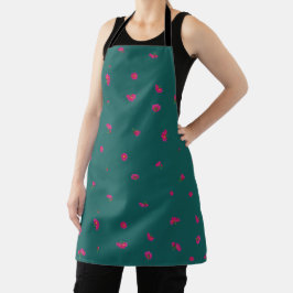 Deep Teal Japanese Deep Pink Cosmos Floral Pattern Schürze