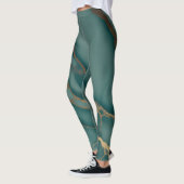 Deep Teal Marble + Gold Veins Luxury Fit Hand Sewn Leggings (Links)