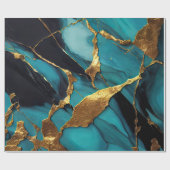 Deep Teal Marble with Bold Gold Veins Geschenkpapier (Flach)