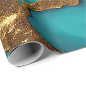Deep Teal Marble with Bold Gold Veins Geschenkpapier (Rolleneckpunkt)