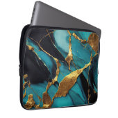 Deep Teal Marble with Bold Gold Veins Laptopschutzhülle (Vorne Rechts)