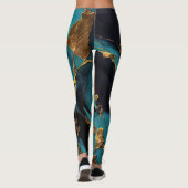 Deep Teal Marble with Bold Gold Veins Leggings (Rückseite)