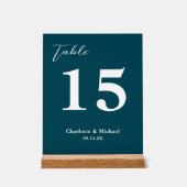 Deep Teal Minimalist Wedding Table Number Acrylschild (Vorderseite)