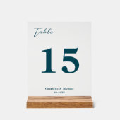 Deep Teal Minimalist Wedding Table Number Acrylschild (Vorderseite)