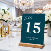 Deep Teal Minimalist Wedding Table Number Acrylschild