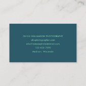 Deep Teal Mint Script Name Minimalist Creative Visitenkarte (Rückseite)