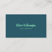 Deep Teal Mint Script Name Minimalist Creative Visitenkarte (Vorderseite)
