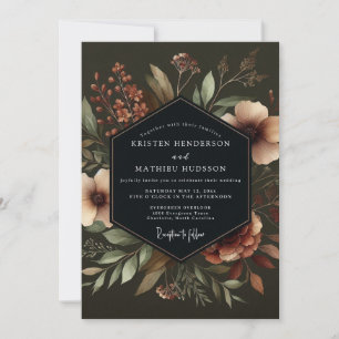 Deep Teal Moody Bloom Hochzeit Einladung