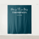 Deep Teal | Mr and Mrs Elegant Simple Backdrop Wandteppich (Vorderseite)