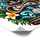 Deep Teal Reef Tiki Poster (Ecke)