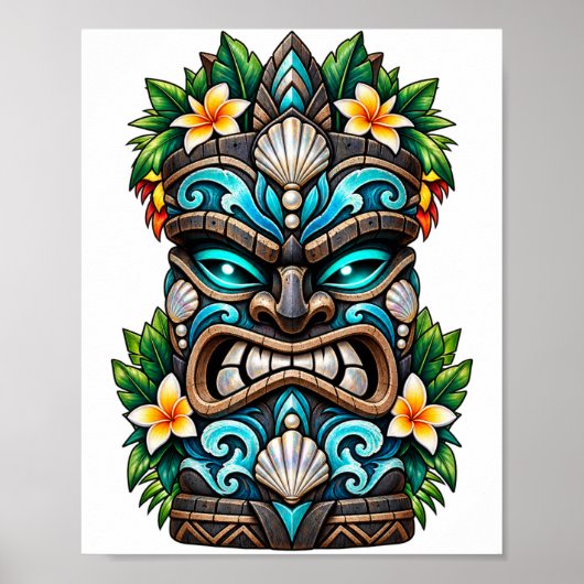 Deep Teal Reef Tiki Poster (Vorne)