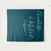 Deep Teal Script Minimalist Wedding Backdrop Wandteppich (Vorderseite (Horizontal))