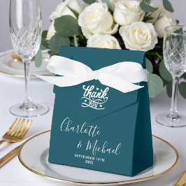 Deep Teal Script Minimalist Wedding Geschenkschachtel