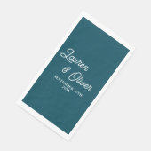 Deep Teal Script Minimalist Wedding Serviette (Ecke)