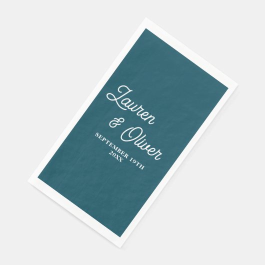 Deep Teal Script Minimalist Wedding Serviette (Ecke)
