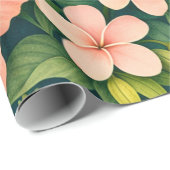 Deep Teal Tropical Hibiscus Floral  Geschenkpapier (Rolleneckpunkt)