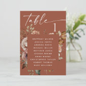 Deep Terracotta Seating Chart. Rustikal Boho Einladung (Stehend Vorderseite)