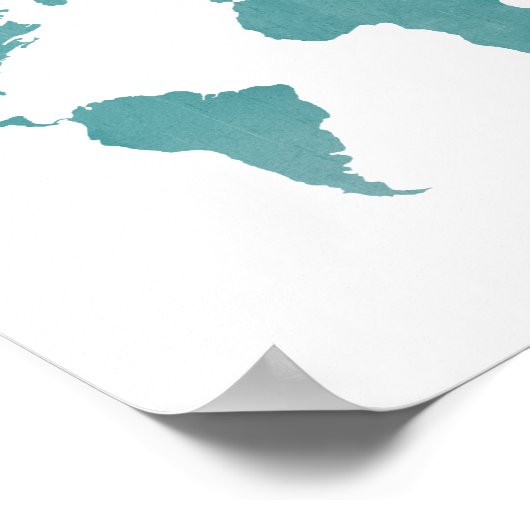 Deep Türkise Rustikale Weltkarte Poster (Ecke)