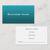 Deep Turquoise Business Card Visitenkarte (Vorne/Hinten)